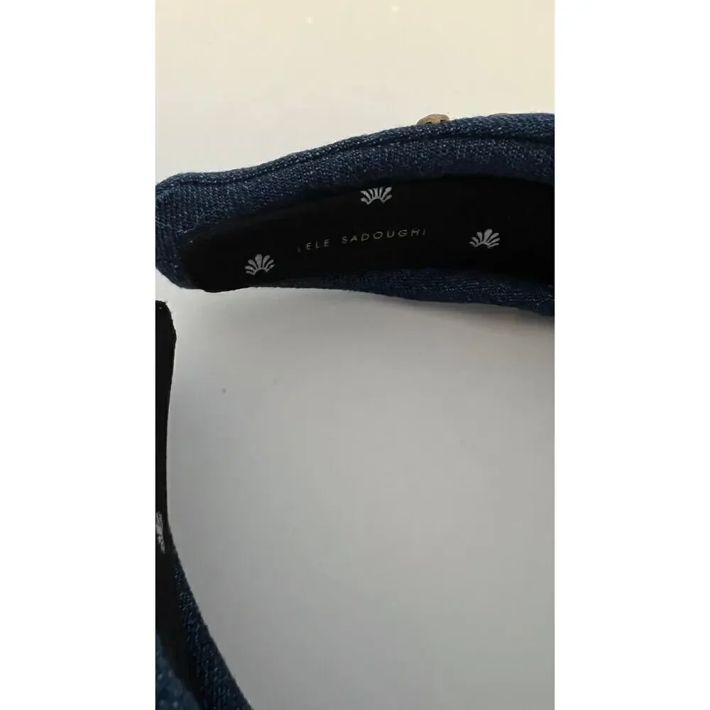 Lele Sadoughi Denim Crystal Knotted Headband NWOT